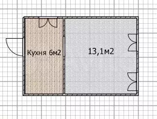 1-к. квартира, 19,1 м, 2/2 эт. - Фото 0