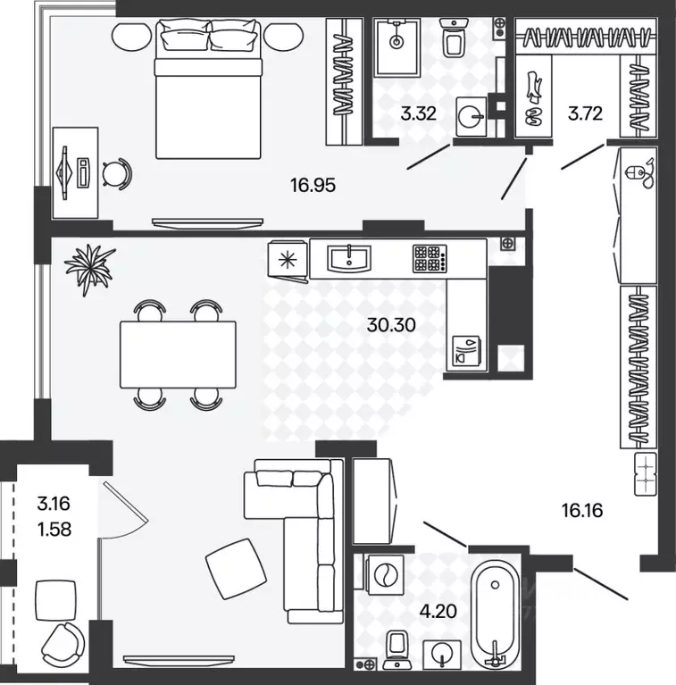 1-к кв. Калининградская область, Гурьевский муниципальный округ, пос. ... - Фото 0