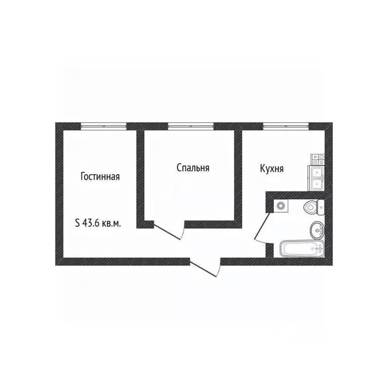 2-к кв. Алтайский край, Белокуриха ул. Академика Мясникова, 22 (43.6 ... - Фото 2