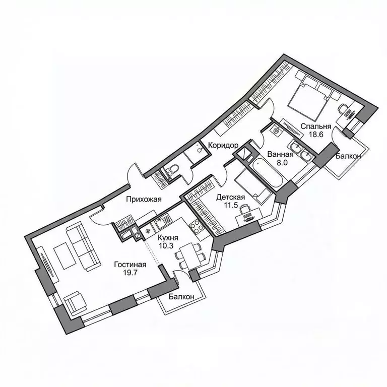 2-к кв. Санкт-Петербург Ленинский просп., 75к1 (91.4 м) - Фото 2