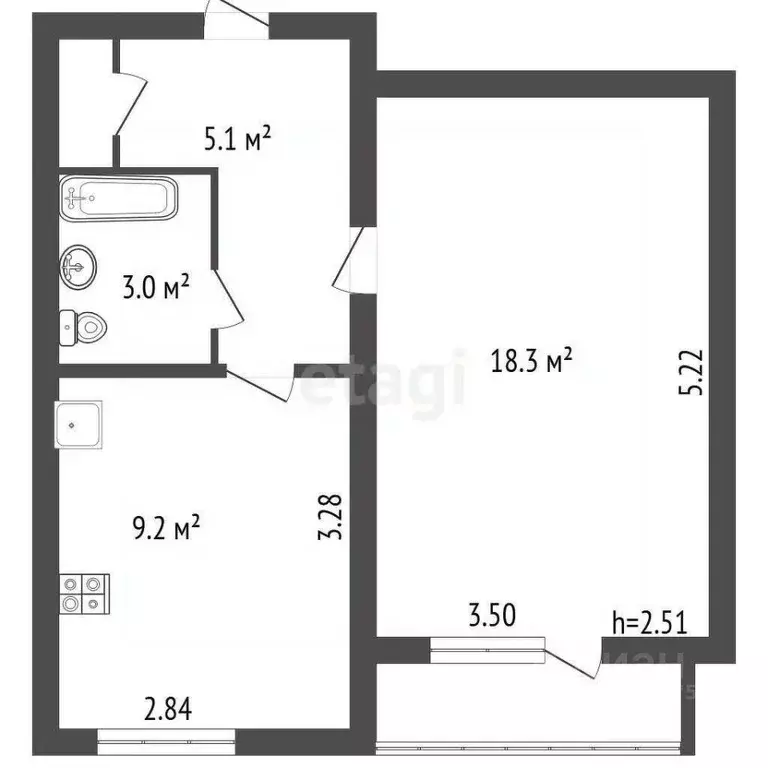1-к кв. Владимирская область, Ковров Запольная ул., 30 (36.9 м) - Фото 2