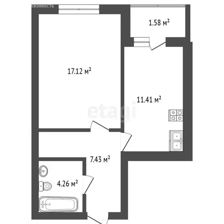 1-комнатная квартира: Светлогорск, Железнодорожный переулок, 11 (41.1 ... - Фото 1