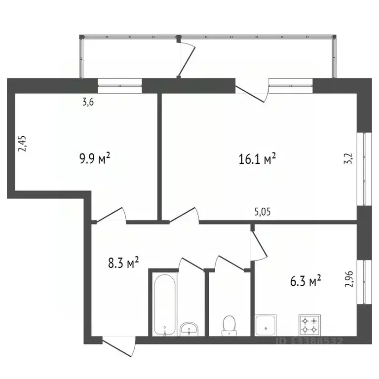 2-к кв. Красноярский край, Красноярск ул. Академика Павлова, 41 (40.1 ... - Фото 1