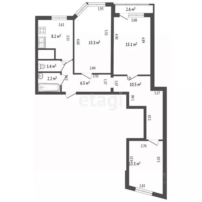 3-к кв. Санкт-Петербург просп. Кузнецова, 14к1 (72.5 м) - Фото 1