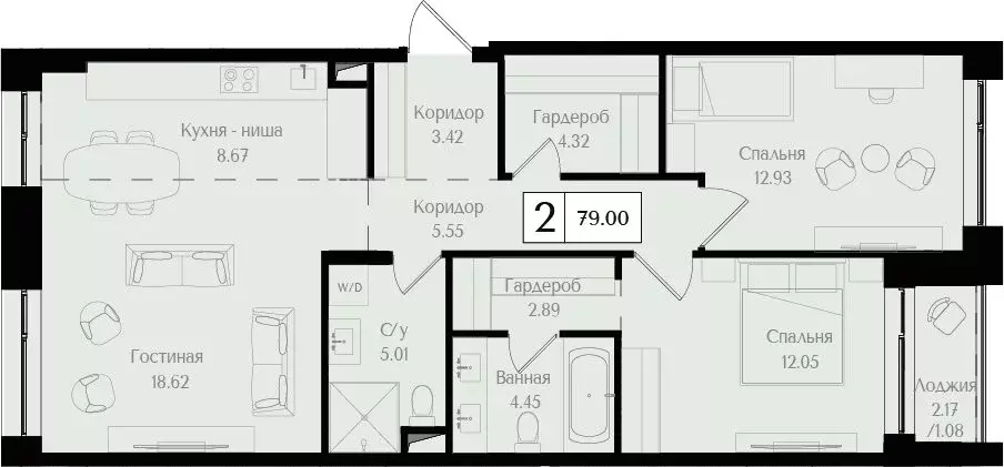 2-комнатная квартира: Москва, жилой комплекс Преображенская Площадь ... - Фото 0