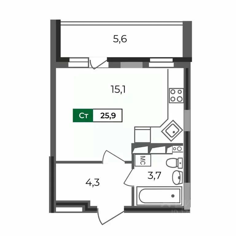 студия владимирская область, владимир бул. сталинградский, 5 (25.9 м) - Фото 0