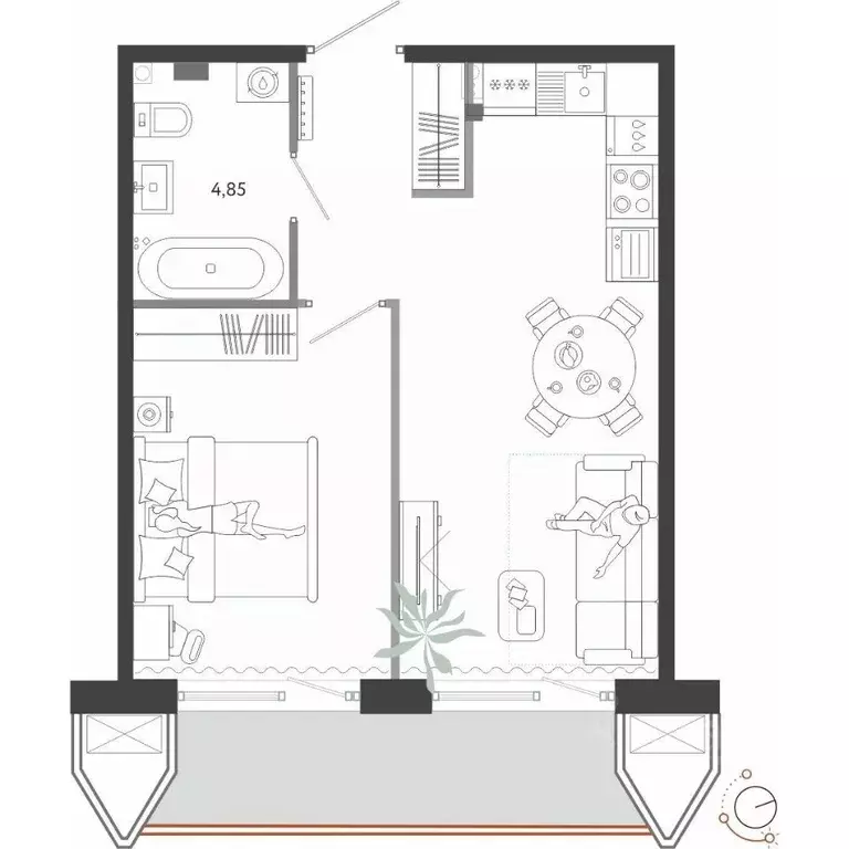 1-к кв. Приморский край, Владивосток Бархатная ул. (45.08 м) - Фото 1