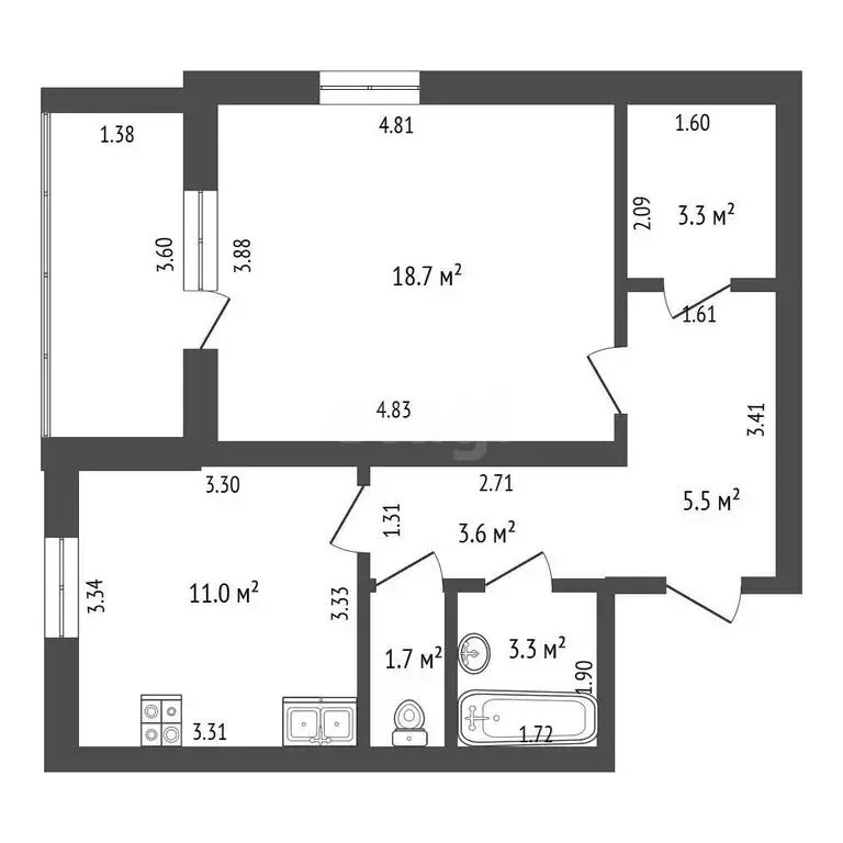 1-комнатная квартира: Орёл, бульвар Молодёжи, 16 (47.1 м) - Фото 0
