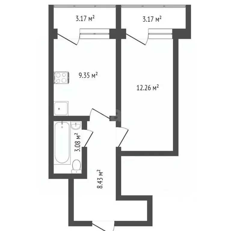 1-к кв. Воронежская область, Воронеж ул. Хользунова, 99Б (33.2 м) - Фото 2