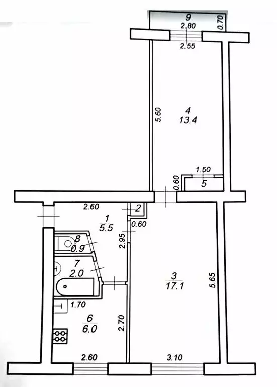 2-комнатная квартира: Торжок, Вокзальная улица, 22 (42 м) - Фото 1