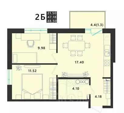 2-к кв. Псковская область, Псковский район, Завеличенская волость, д. ... - Фото 1