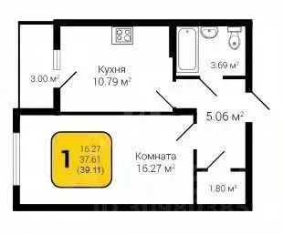 1-к кв. Воронежская область, Воронеж Острогожская ул., 164 (39.11 м) - Фото 0