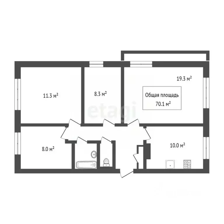 4-к кв. Томская область, Томск Алтайская ул., 97 (71.8 м) - Фото 1