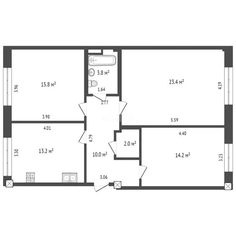 3-комнатная квартира: Тюмень, Заречный проезд, 37к1 (82.4 м) - Фото 2