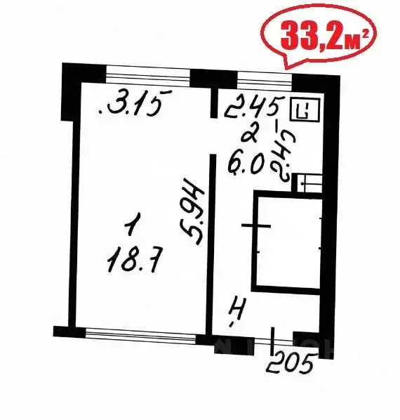 1-к кв. Московская область, Химки Куркинское ш., 6 (33.2 м) - Фото 2