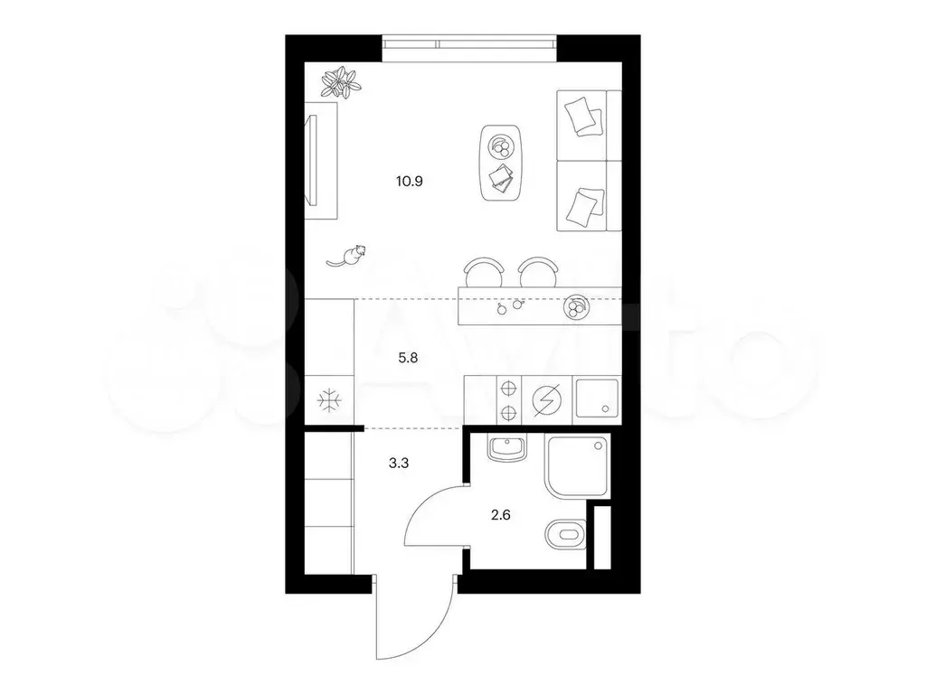 Квартира-студия, 22,6 м, 4/16 эт. - Фото 0
