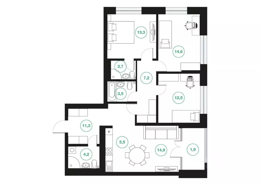 4-к кв. Башкортостан, Уфа ул. Подполковника Недошивина (91.6 м) - Фото 1