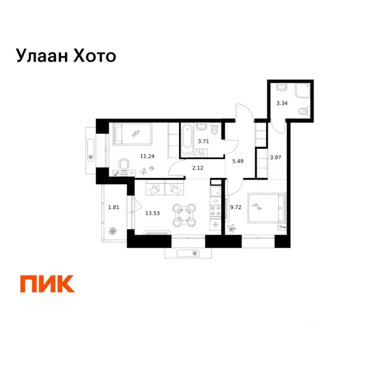 2-к кв. Бурятия, Улан-Удэ ул. Шмидта (54.93 м) - Фото 1