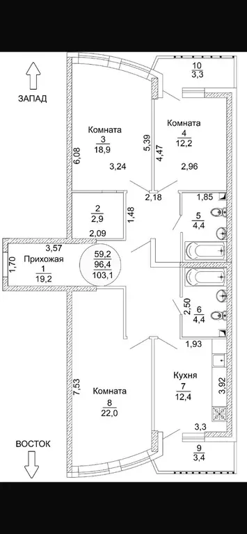 Продаётся 3-к квартира, 96.4 м - Фото 1