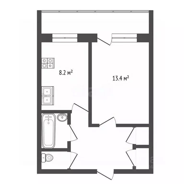 1-к кв. Архангельская область, Архангельск Первомайская ул., 8 (33.1 ... - Фото 1