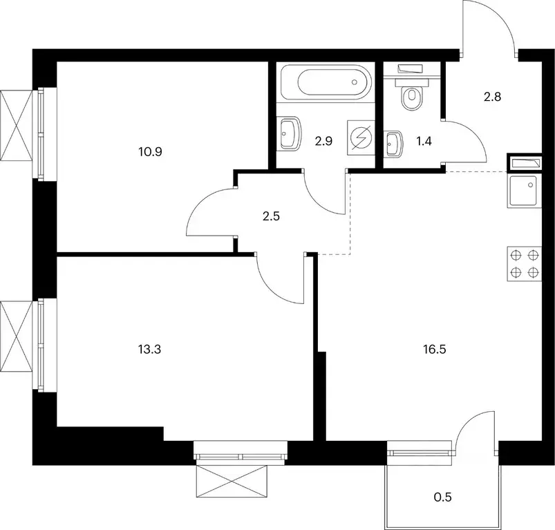 2-к кв. Приморский край, Владивосток Снежный парк жилой комплекс (50.8 ... - Фото 1