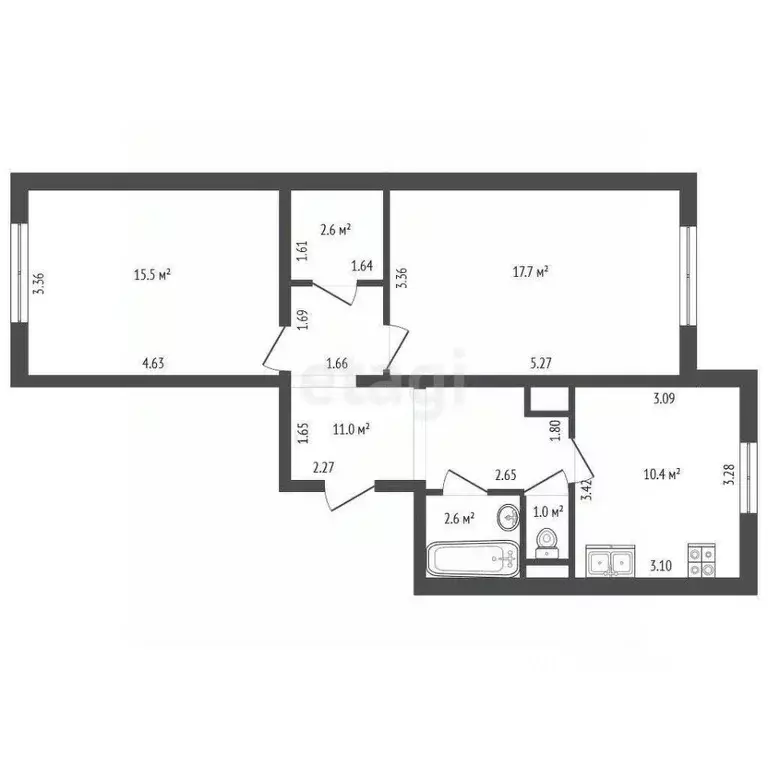 2-к кв. Санкт-Петербург ул. Маршала Захарова, 16к3 (60.8 м) - Фото 1
