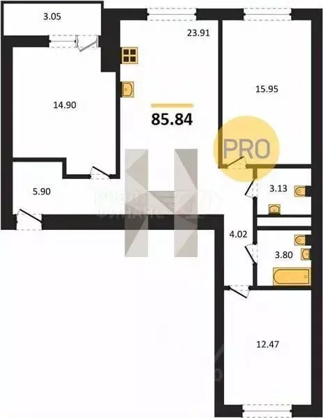 3-к кв. Калининградская область, Калининград Коммунистическая ул., 26 ... - Фото 2