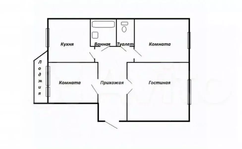 3-к кв. Тульская область, Тула Серебровская ул., 36 (58.9 м) - Фото 1