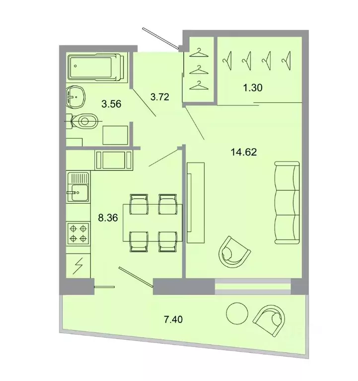 1-к кв. Ленинградская область, Всеволожский район, пос. Бугры ул. ... - Фото 1