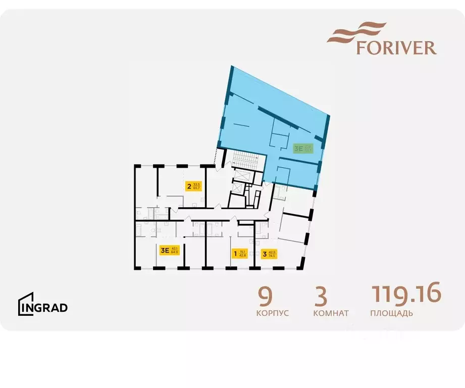 3-к кв. Москва Г мкр, Форивер жилой комплекс, 9 (119.16 м) - Фото 1