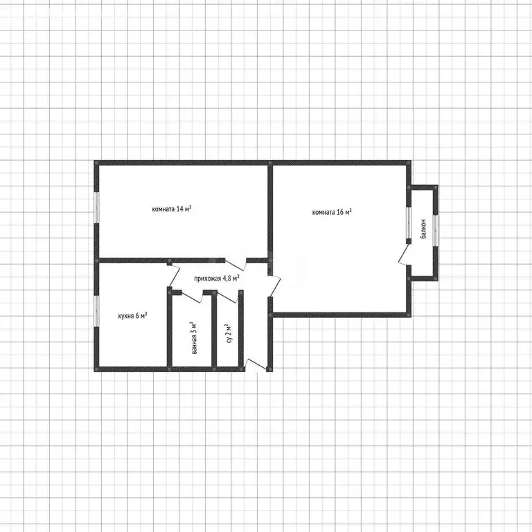 2-комнатная квартира: Майкоп, улица Чкалова, 79 (45.8 м) - Фото 1