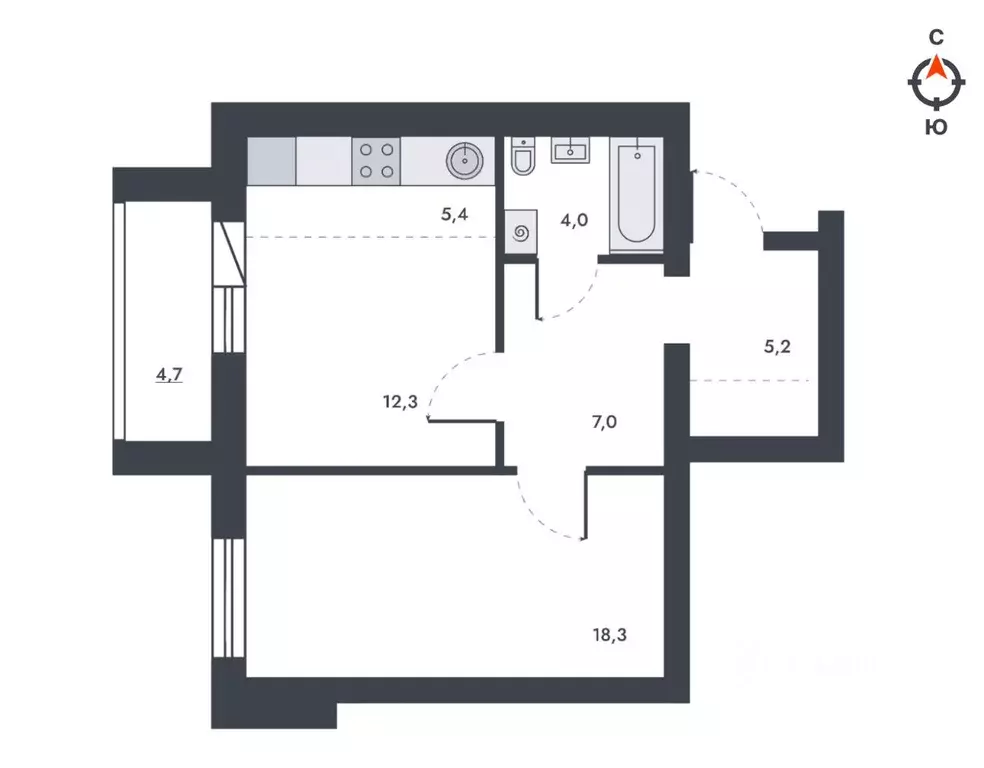 2-к кв. Кировская область, Киров ул. Капитана Дорофеева, 24 (56.8 м) - Фото 2