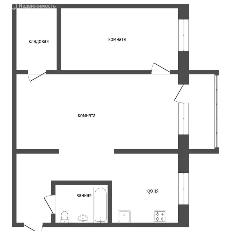 2-комнатная квартира: Курган, Юргамышская улица, 4 (43 м) - Фото 0