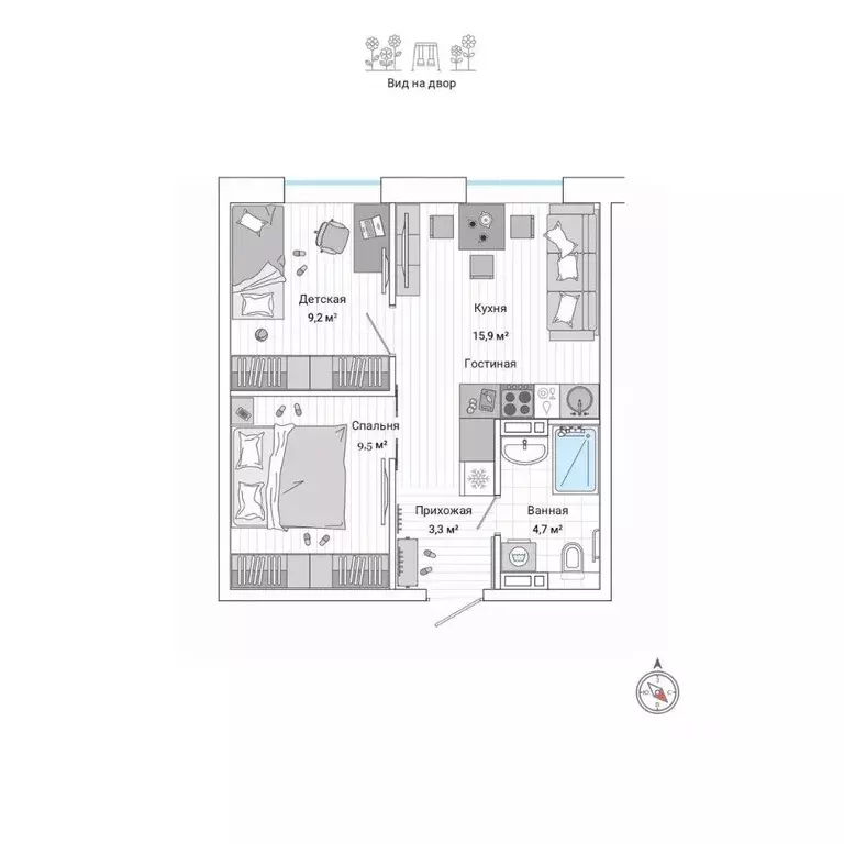 2-к кв. Приморский край, Владивосток ул. Нейбута (42.9 м) - Фото 1