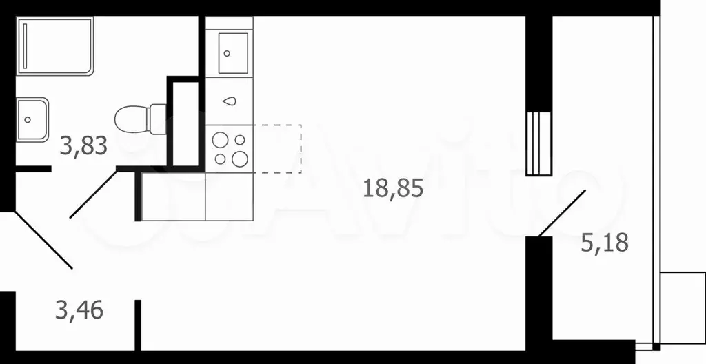 Квартира-студия, 28,8 м, 14/16 эт. - Фото 1