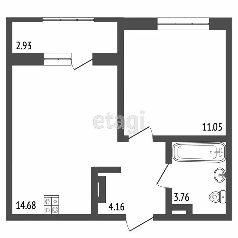 1-комнатная квартира: Тобольск, улица Семёна Ремезова, 110к2 (39 м) - Фото 1