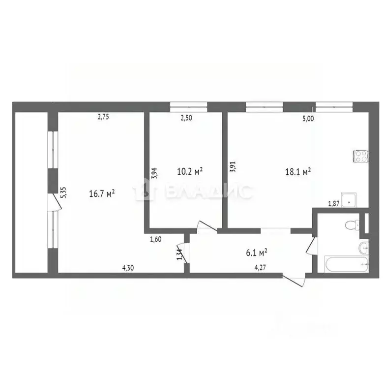 2-к кв. Санкт-Петербург просп. Славы, 8 (58.0 м) - Фото 2