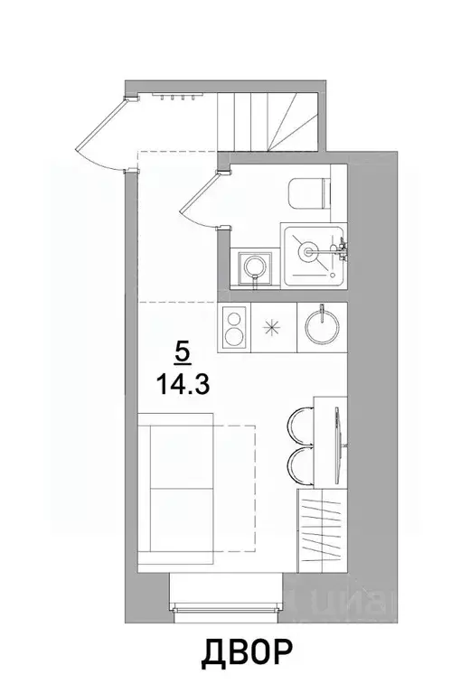 Студия Москва Страстной бул., 4С3 (18.4 м) - Фото 1