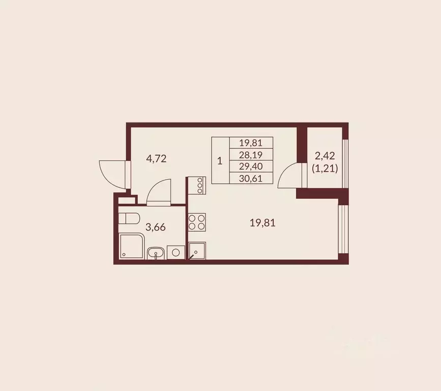 Студия Ленинградская область, Мурино Всеволожский район, Мурино Спэйс ... - Фото 1