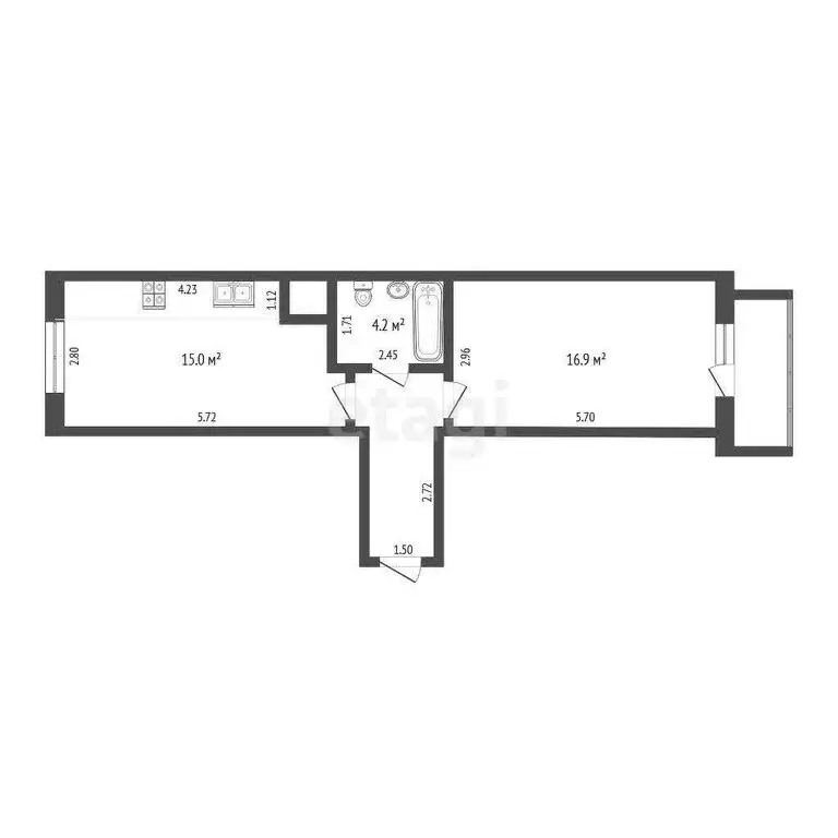 1-комнатная квартира: Тюмень, улица Пермякова, 79 (40.8 м) - Фото 0