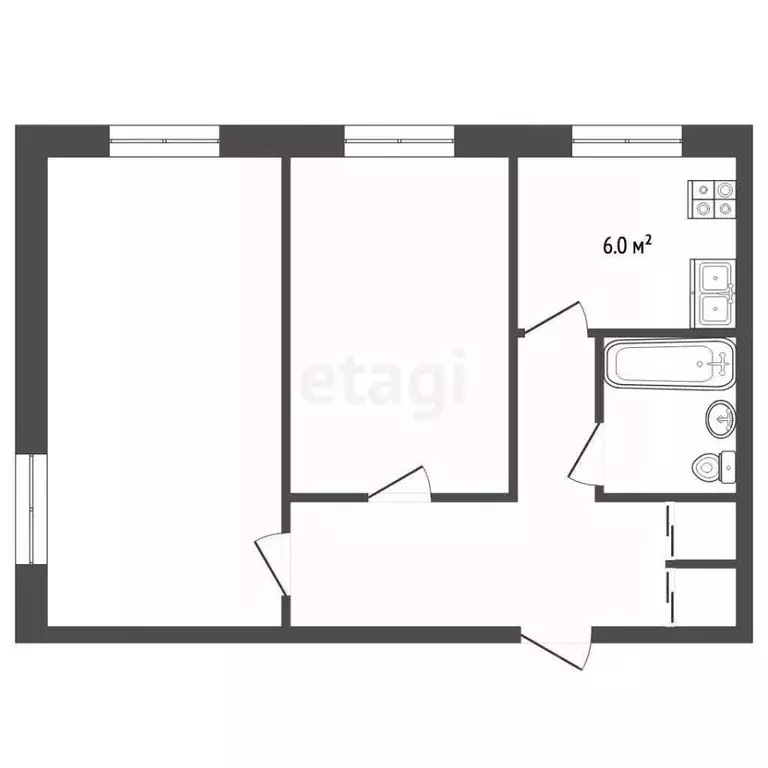 2-к кв. Московская область, Воскресенск городской округ, с. Федино 13 ... - Фото 2