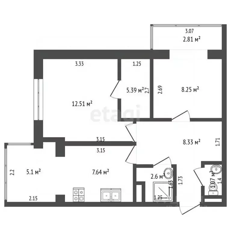 2-к кв. Севастополь просп. Генерала Острякова, 155А (46.7 м) - Фото 2