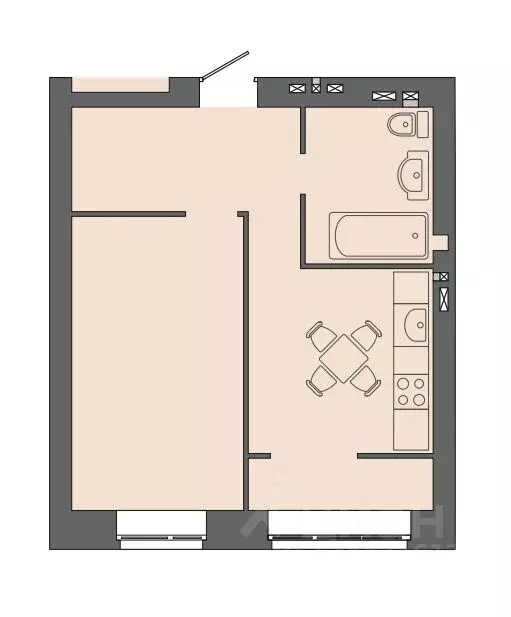 1-к кв. Волгоградская область, Волгоград ул. Дегтярева, 19 (40.39 м) - Фото 1