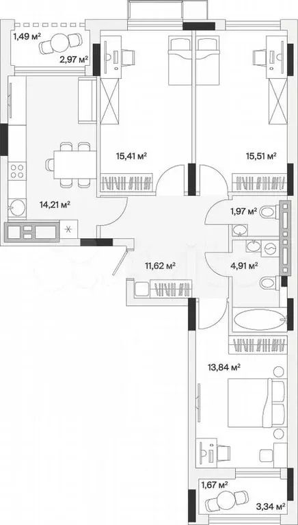 3-к. квартира, 80,5 м, 4/7 эт. - Фото 1