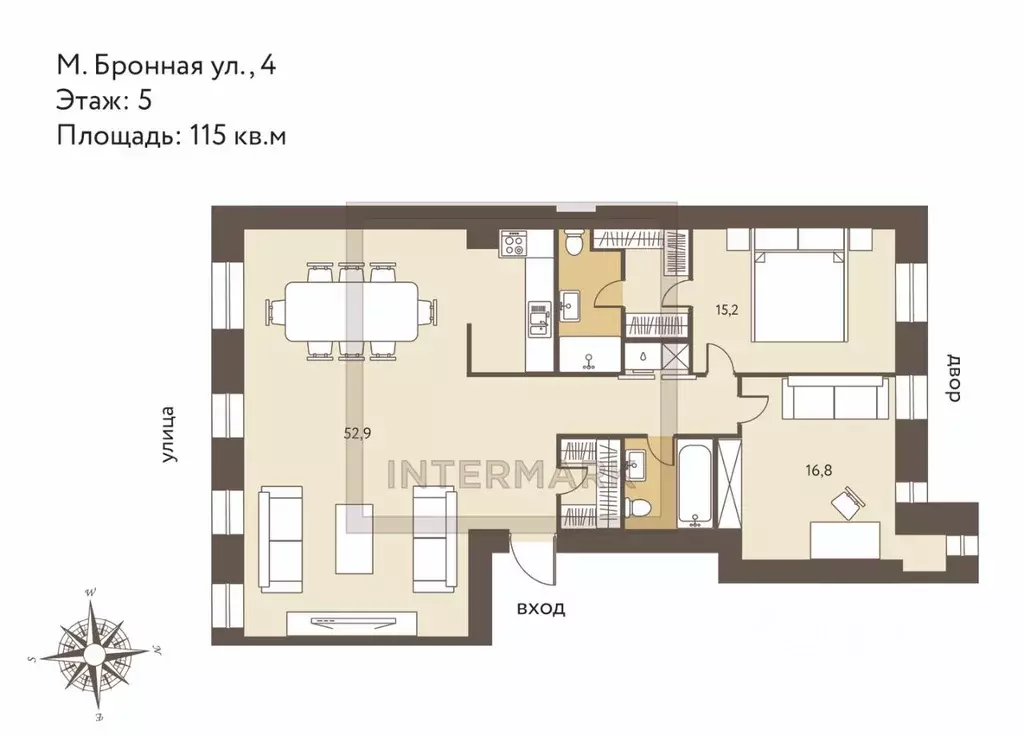 3-к кв. Москва Малая Бронная ул., 4 (115.0 м) - Фото 2