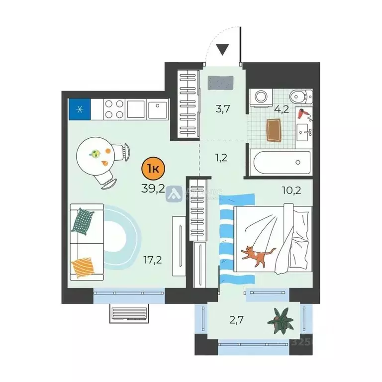 1-к кв. Тюменская область, Тюмень ул. Надежды Шалагиной, 4 (37.3 м) - Фото 1