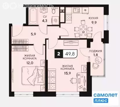 2-комнатная квартира: Анапа, ш. Анапское (48.9 м) - Фото 1