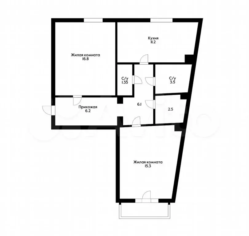 2-к. квартира, 66 м, 2/4 эт. - Фото 0