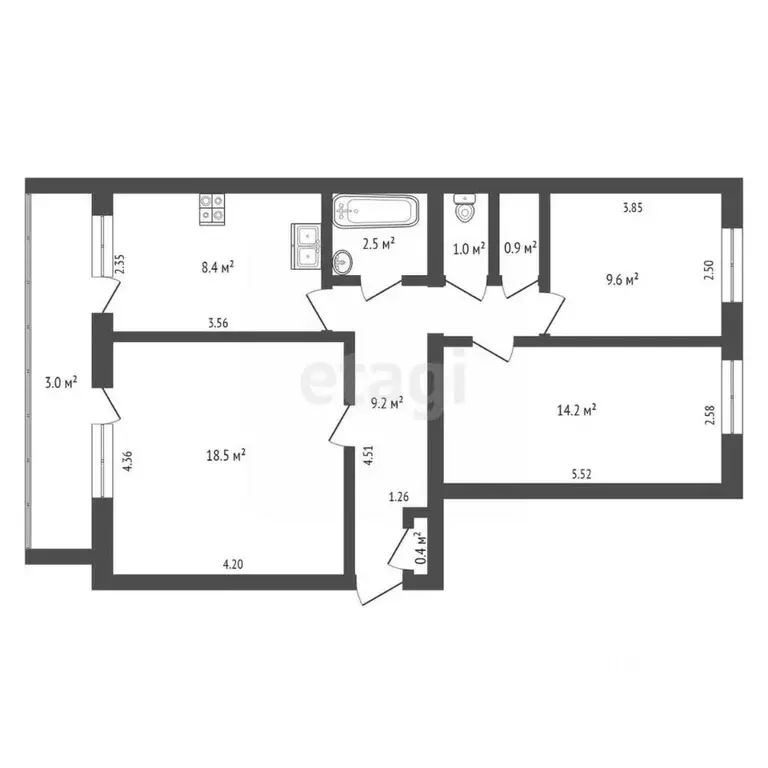 3-к кв. Крым, Черноморское пгт ул. Евпаторийская, 14 (64.7 м) - Фото 2