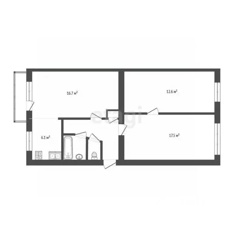 3-к кв. Вологодская область, Череповец Юбилейная ул., 38 (63.1 м) - Фото 2